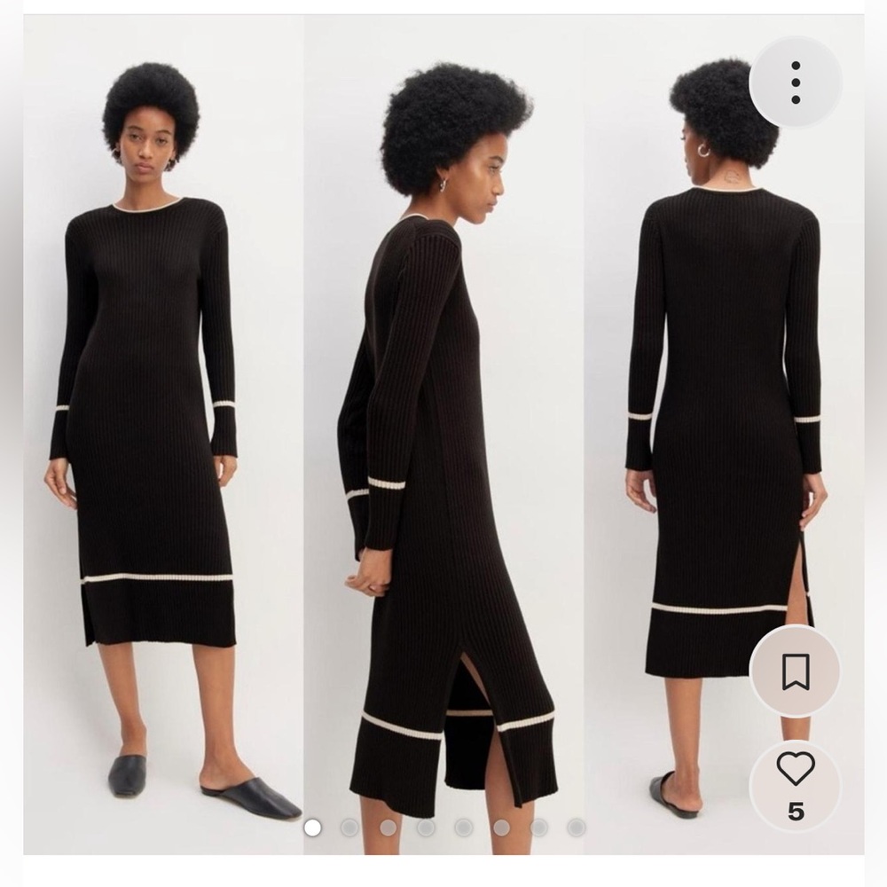 New with tag! Everlane Cotton Ribbed Midi Sweater Dress w/ slits, size XS